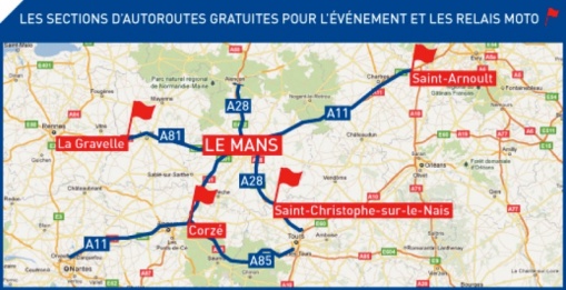 Cartes des autoroutes gratuites pour les motards venant aux 24h du Mans
