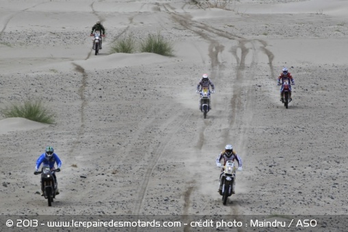 Les motards sur le sable de Fiambala - Photo : Maindru / ASO