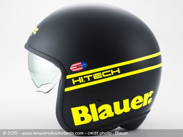 Profil du casque jet Blauer Pilot Fluo jaune