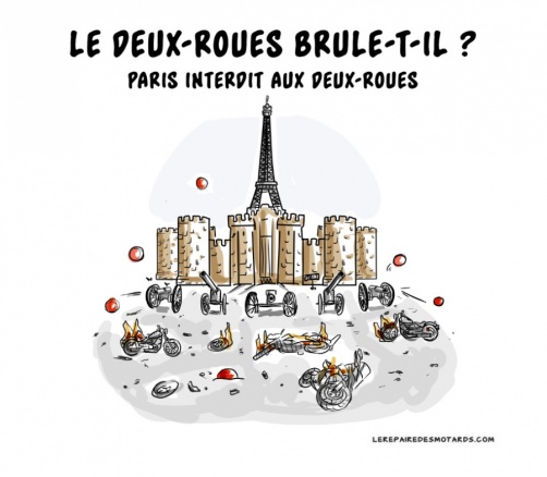 Dessin de presse : Paris brûle les deux roues