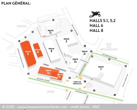 Plan général du Salon de la Moto, Scooter Quad de Paris 2015