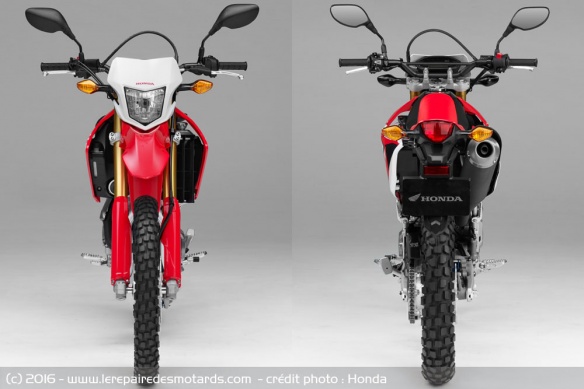 La CRF250 L de face et de dos