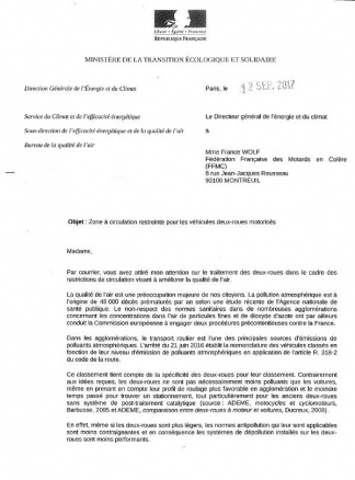 La réponse du gouvernement adressé à la FFMC