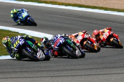 Rossi, Lorenzo, Pedrosa et Marquez lors du GP de Jerez 2016 - crédit photo : David Reygondeau