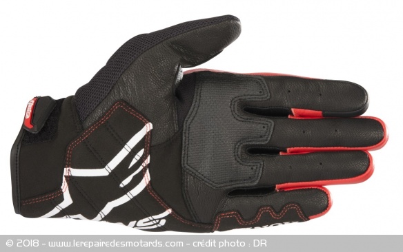 Vue de la paume des gants cuir Alpinestars Honda SMX-2 Air Carbon V2