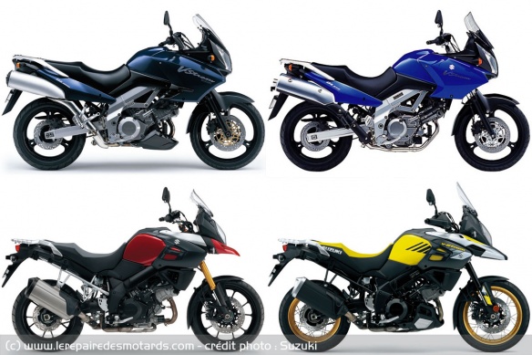 Les V-Strom 1000 de 2002, 2013 et 2018 et le 650 de 2004