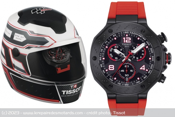 La Tissot T-Race MotoGP est toujours livrée dans son écrin en forme de casque