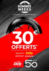 Promo Dafy : 30 € de remise sur les pneus motos