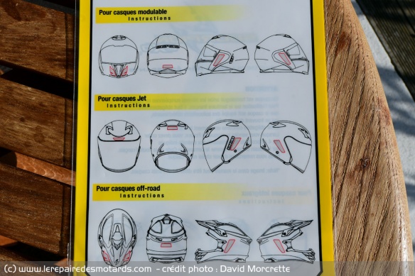 La fiche pour bien positionner les autocollants réfléchissants sur le casque (c) Scorpion