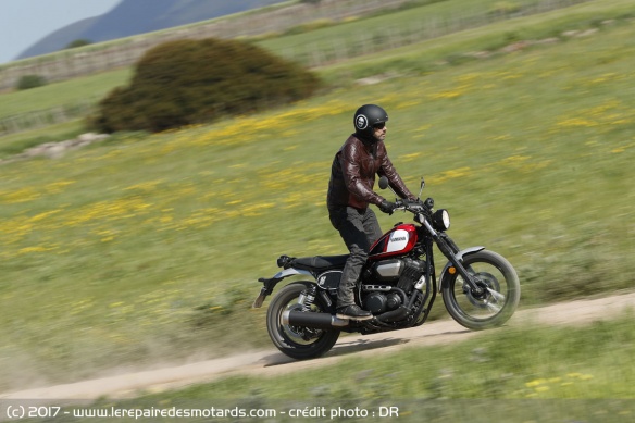 Blouson Original Driver Grimaud sur un Scrambler