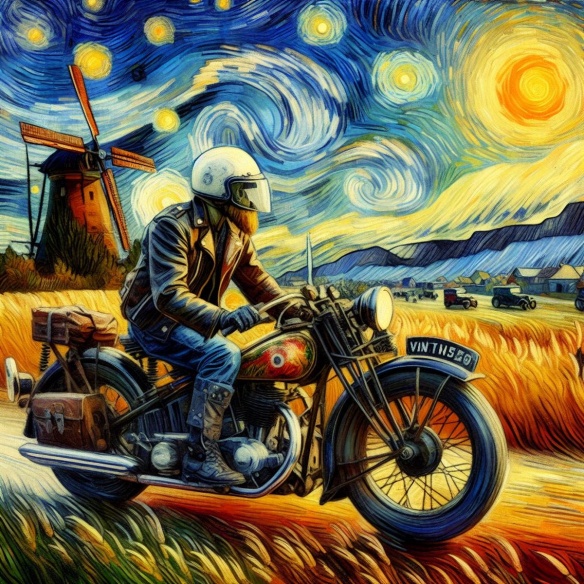 Une peinture cachée de Van Gogh avec une moto découverte