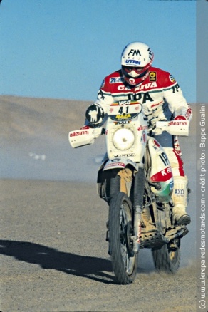 Beppe Gualini sur sa Cagiva Elephant