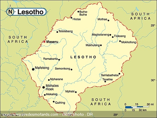 Lesotho : carte du pays